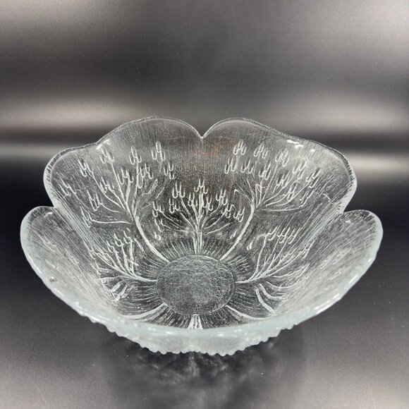 Lasisepät Mantsala Cow Parsley Glass Bowl Clear Textured Dish Pertti Kallioinen - Picture 13 of 16